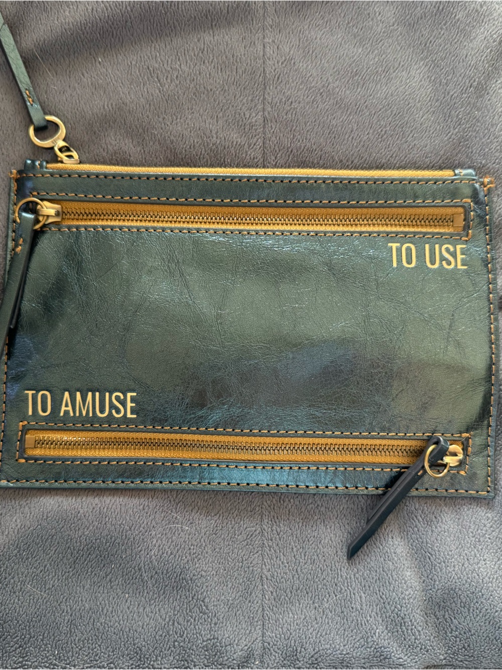 HOBO Blue Leather Zipper Pouch